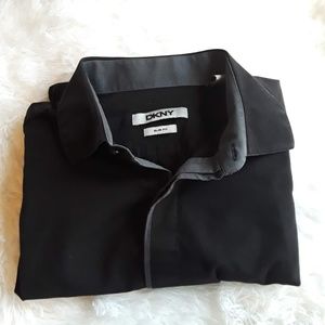 DKNY Black Slim Fit Button Down Size L 16--34/35